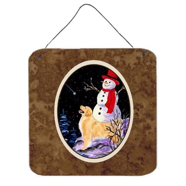 Carolines Treasures SS8579DS66 6 x 6 in. Golden Retriever with Snowman in red Hat Aluminium Metal Wall or Door Hanging Prints, Carolines Treasures, Mfr#: SS8579DS66